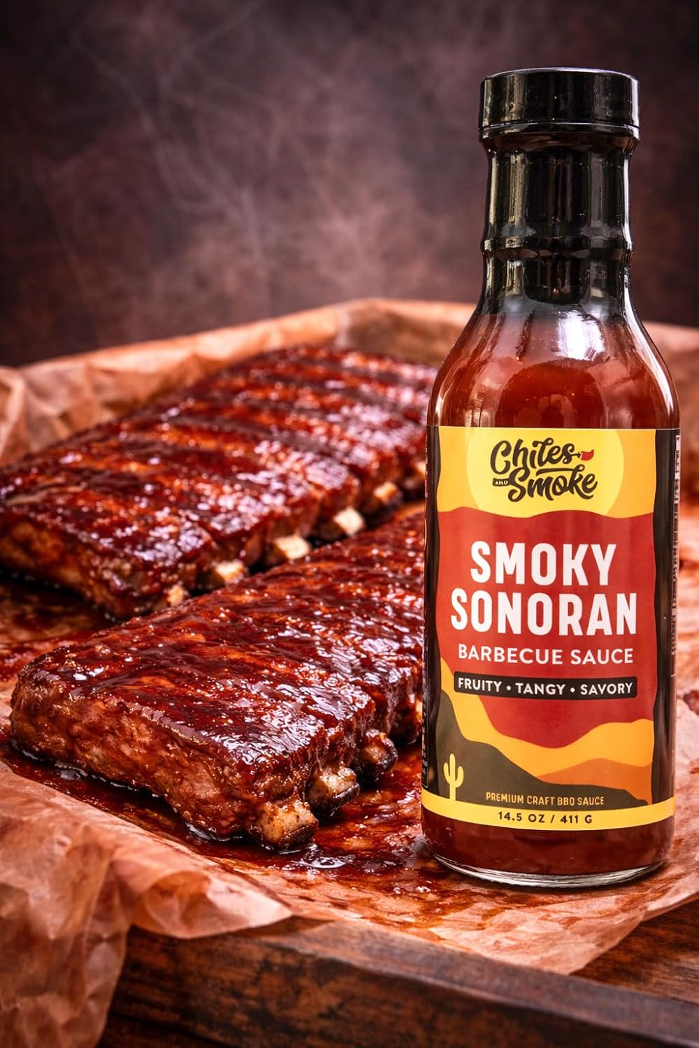 Chiles and Smoke Smoky Sonoran BBQ Sauce – Southwest Barbecue Sauce Made with Real Chile Puree, Smoky Heat, Thick & Brushable for Ribs, Chicken, Pork & Grilling - 2 Pack