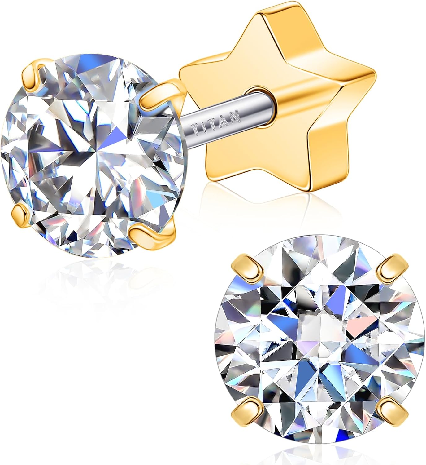 Limerencia Moissanite Stud Earrings F136 Titanium for Sensitive Ears