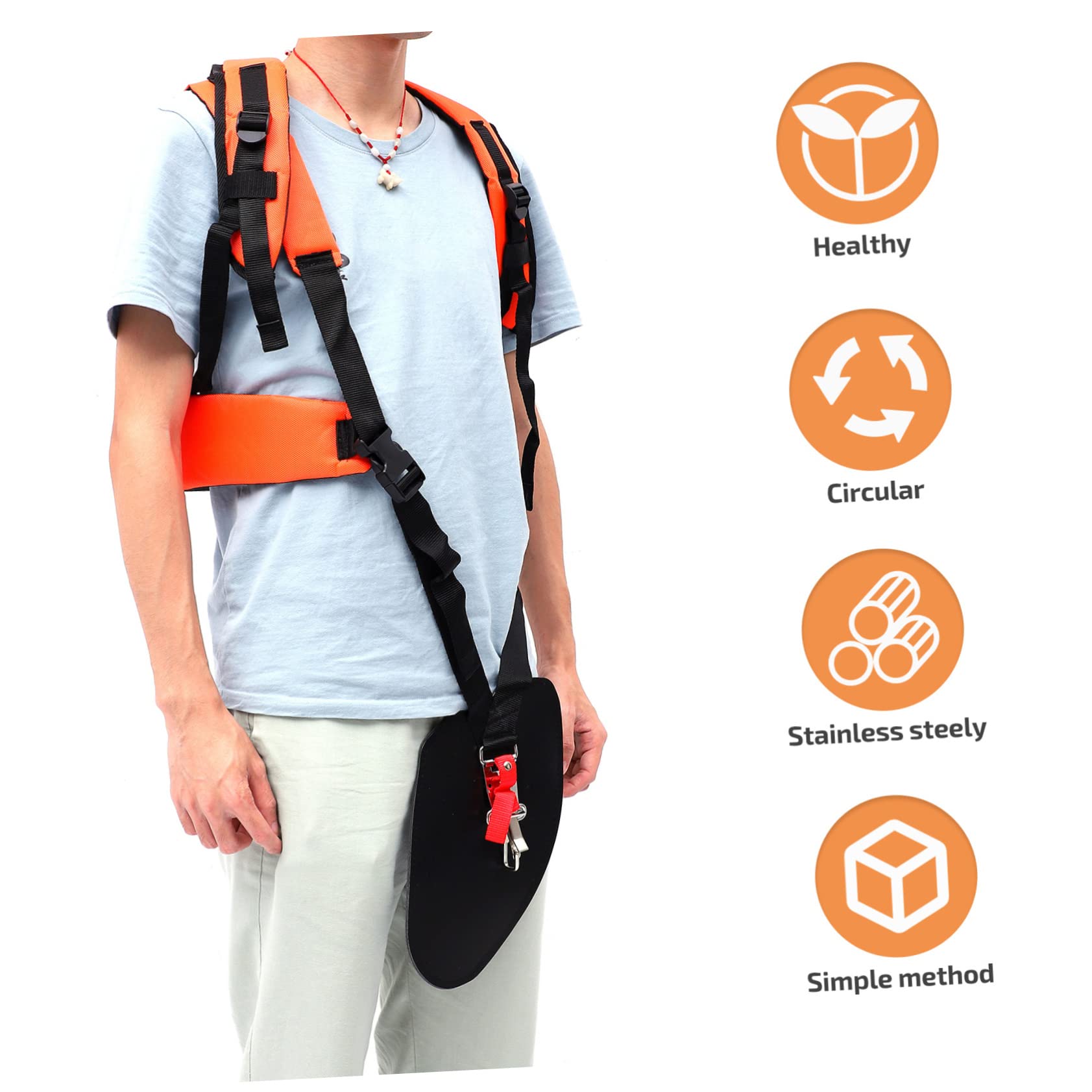 Abaodam Imbracatura Decespugliatore Doppia Spalla 2pezzi Tessuto Imbottito Arancia per Riduzione Pressione e Uso Confortevole per Giardinaggio