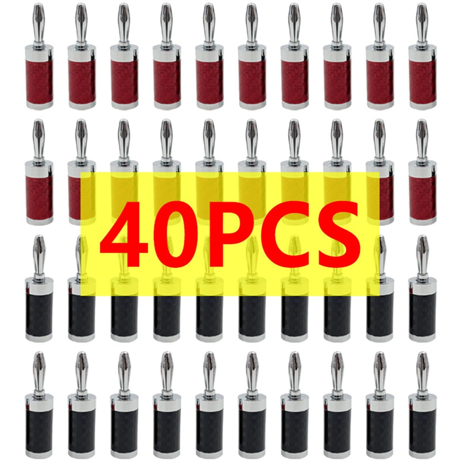 8/40 Stück Lautsprecherkabel aus Kohlefaser, rhodiniert, Bananenstecker, 4-mm-Bananenstecker, Audio-Stecker, Terminalstecker (40 Stück (20 Paar))