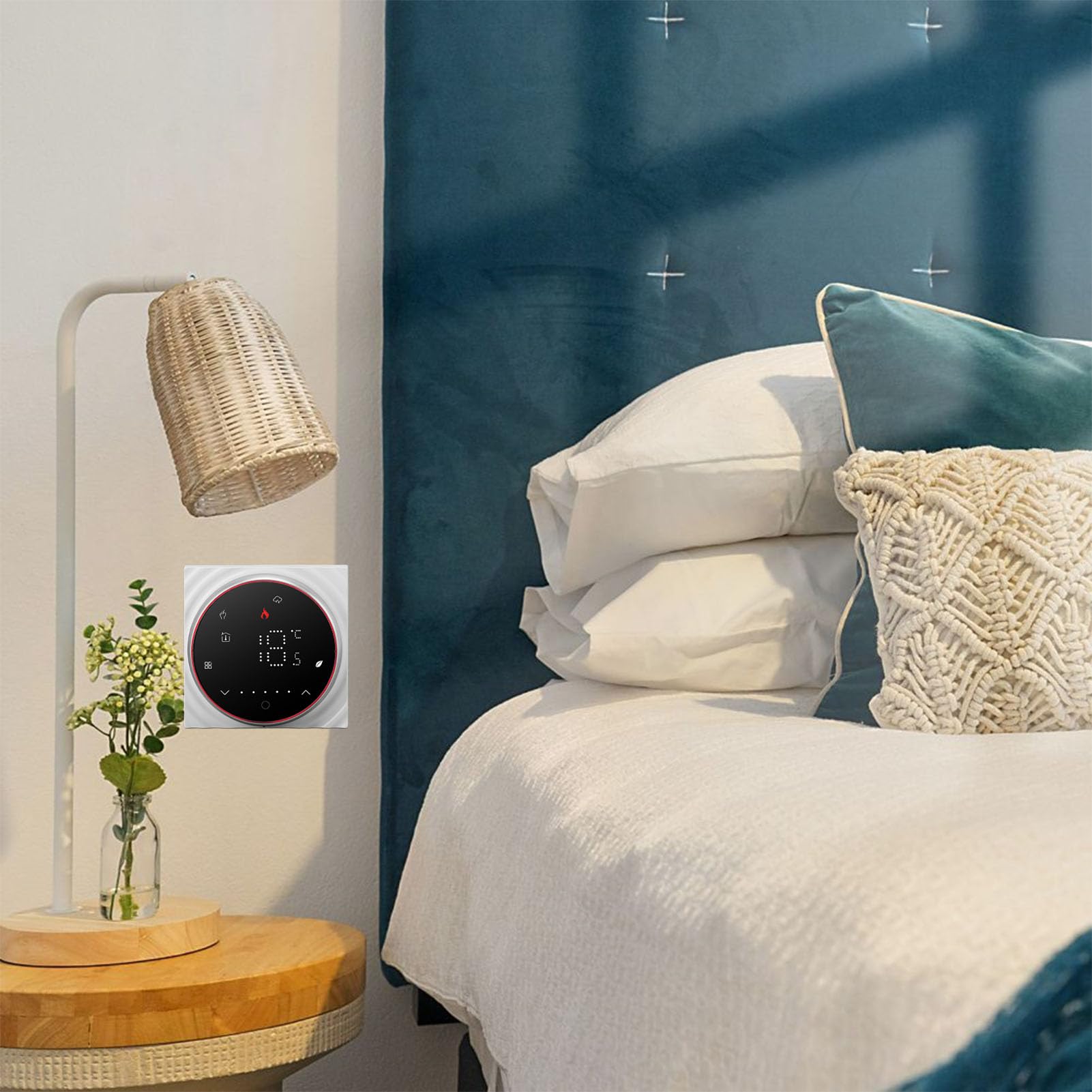 Termostato Inteligente Inalámbrico con Pantalla LED, Termostato Programable con Control de Alta Precisión para Calefacción Eléctrica Doméstica, CA de 95 a 240V (Negro)