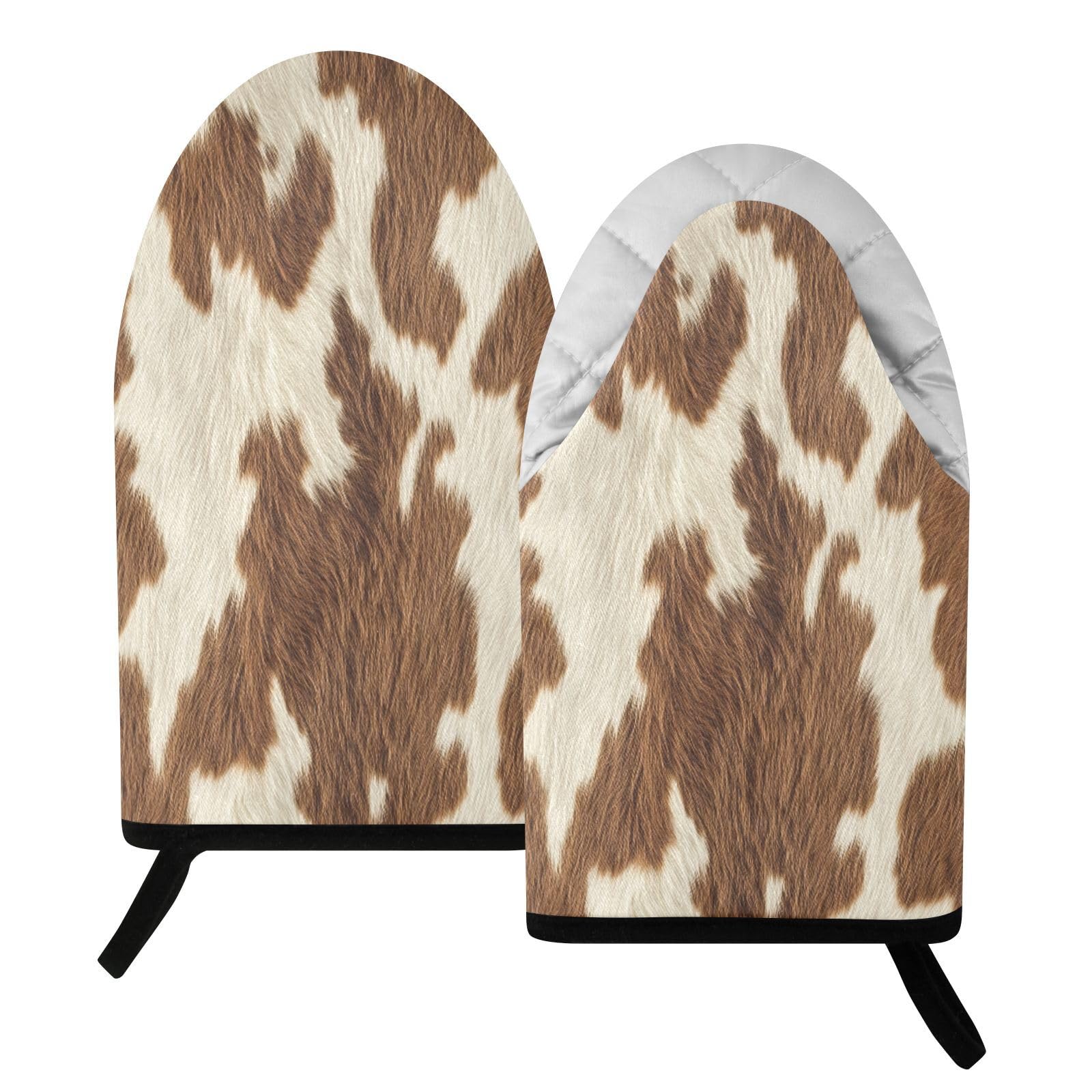 BURSTDDY Cow Skin Oven Mitt,Heat Resistant Kitchen Mitts for Cooking