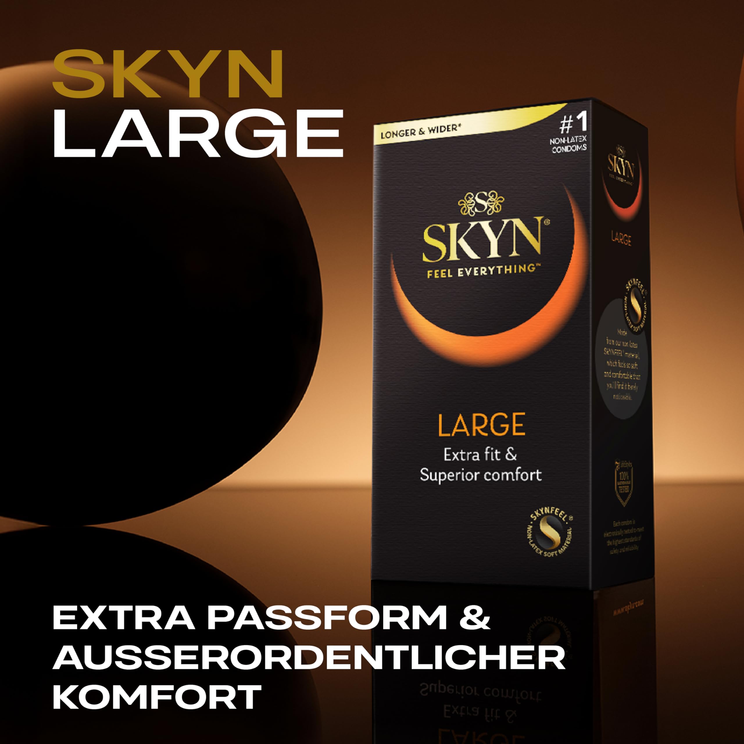 SKYN Large Kondome (40 Stück) | Skynfeel Latexfreie für Männer, Extra Groß, XXL Grösse Box, Länger & Breiter, 56mm Breite