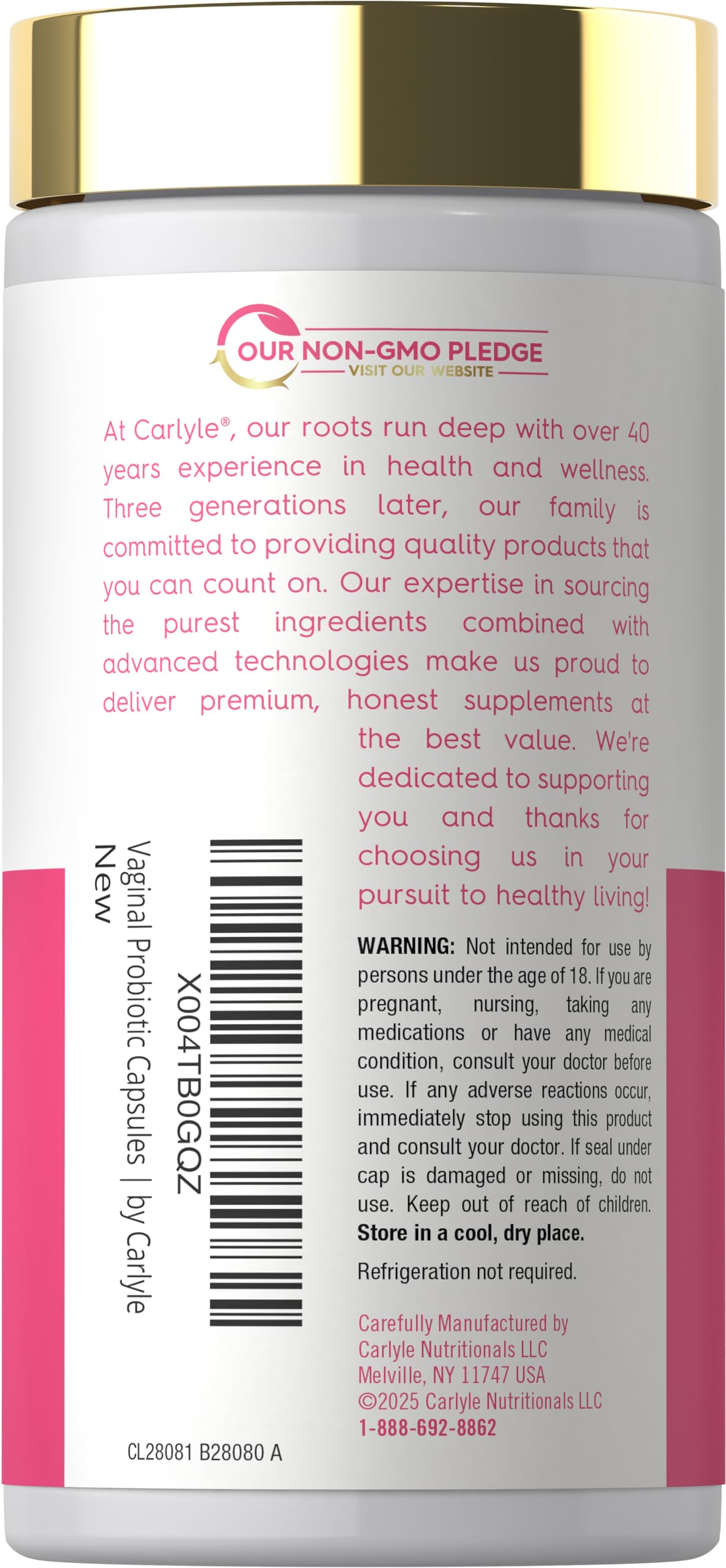 Carlyle Vaginal Probiotics for Women | 60 Capsules | with Prebiotics — Amazon image 3