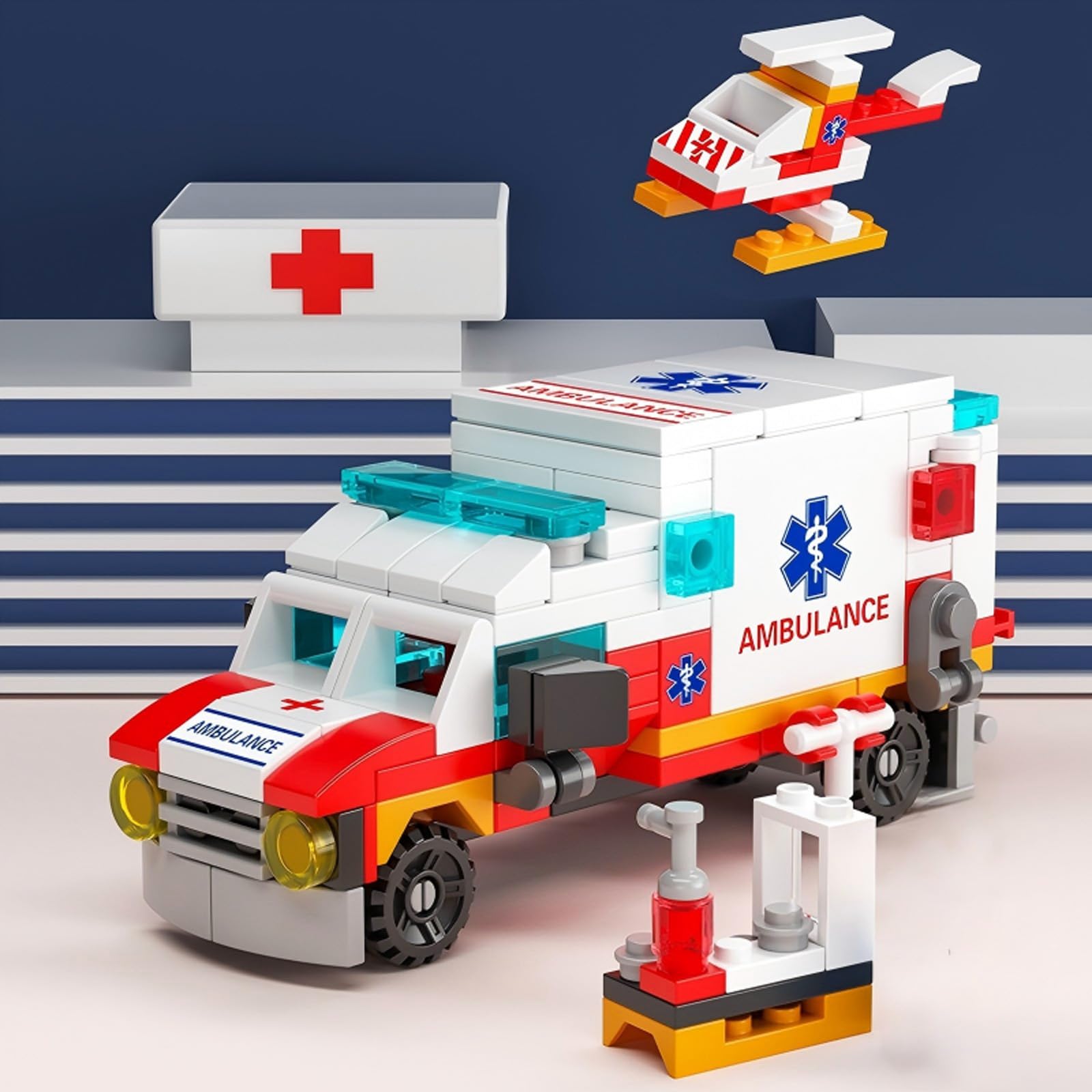 Ambulance Building Blocks Toy (122 Pieces) – 7 in 1 Emergency Vehicle Set, STEM Learning Creative Play, DIY Construction Toy for Kids Ages 6-12, Gift for Boys & Girls