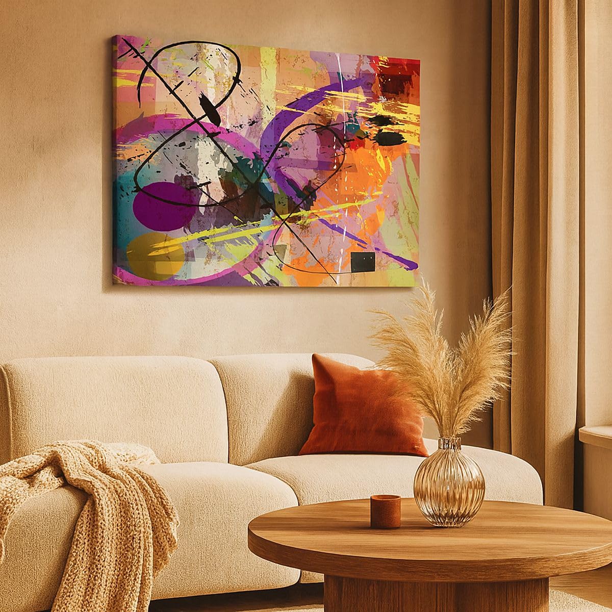 Leinwandbild 100x70cm Wandbild Abstrakt Kunst - 3895 | Abstraktion Modern Groß Wanddekoration Wohnzimmer Schlafzimmer Küche Wanddeko Wand Kunstdruck Wandkunst Wall Decor ARTTOR