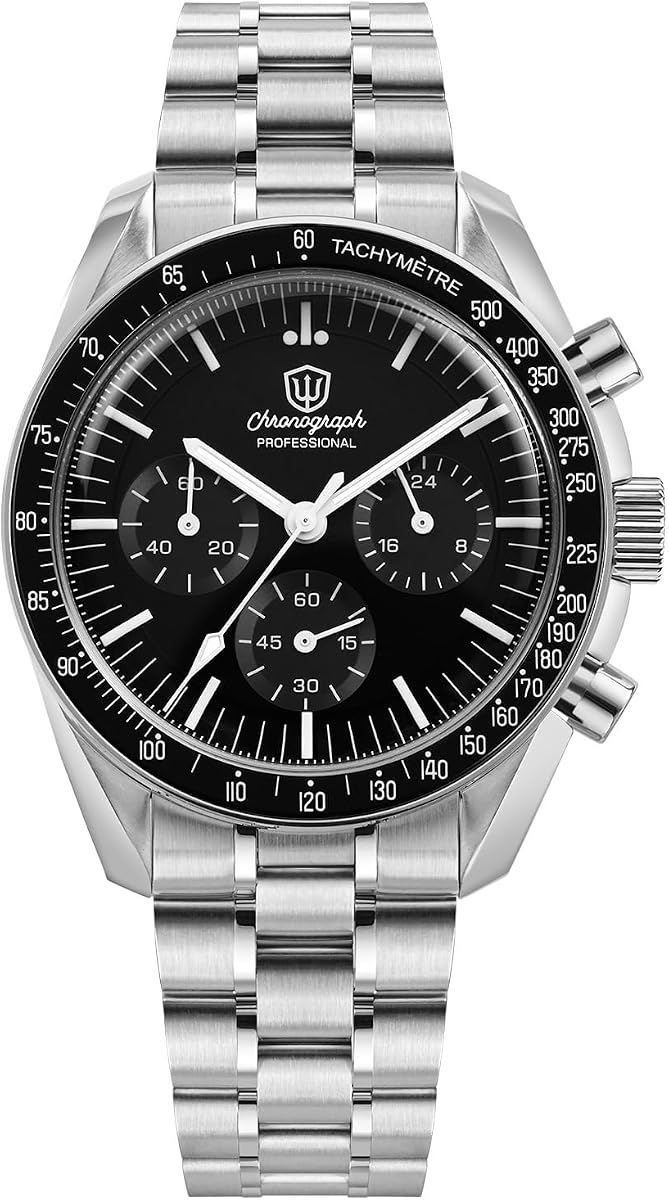 Reloj 1963 Watchdives WD1863 39 mm VK63 Relojes cronógrafo para hombre | Movimiento de cuarzo mecánico, cristal de zafiro, resistencia al agua 100 M, esfera luminosa, corona atornillada, brazalete de acero inoxidable