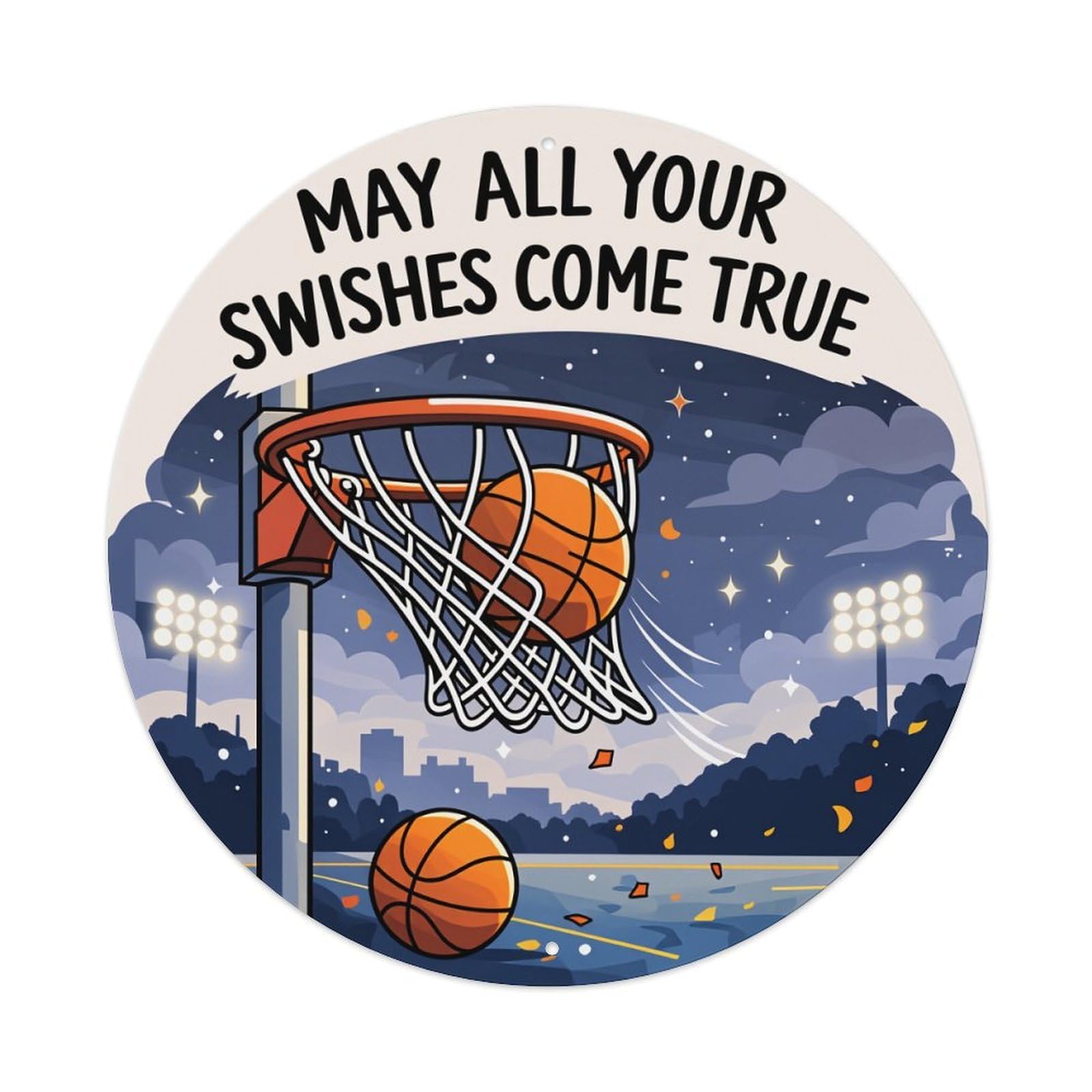 Basketball Hoop Night Sky Stars Metal Tin Sign Plaque