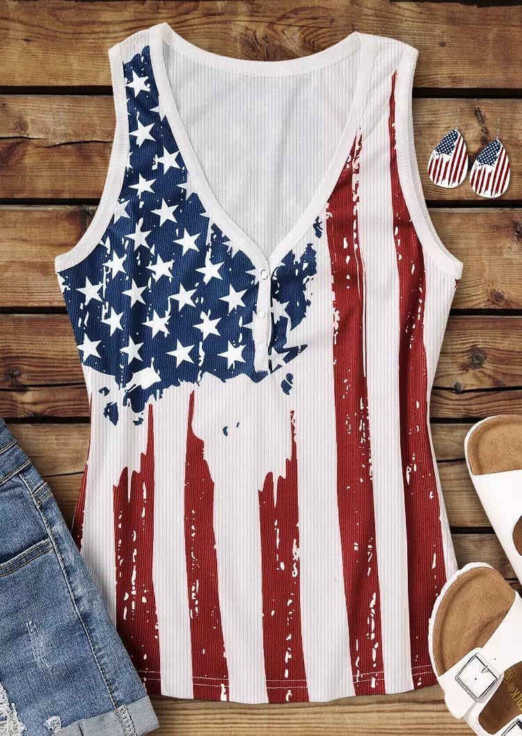 Henley Tank Tops Womens Western Aztec Print V-Neck Cami Ribbed Sleeveless Shirts Casual Button Up T-Shirts - Image 4