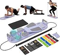 Vista 1 de 7-in-1 Pilates Reformer Board, Portable Pilates Board Foldable Pilates Reformer Equipment with Timer for Home Workouts with Resistance Bands Core