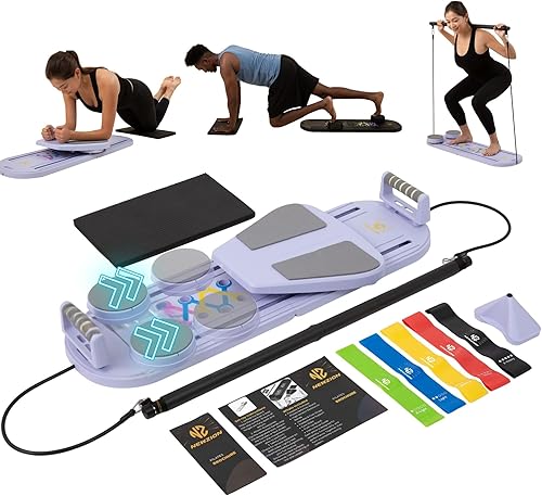 7-in-1 Pilates Reformer Board, Portable Pilates Board Foldable Pilates Reformer Equipment with Timer for Home Workouts with Resistance Bands Core