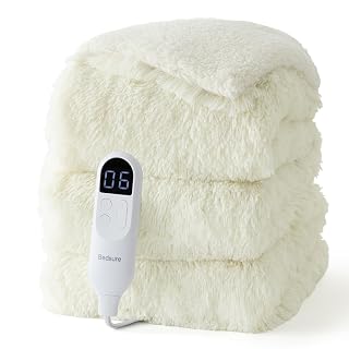 Bedsure Faux Fur Heated Blanket Twin Size, Fast Heating Fluffy Electric Blanket, Heating Blanket Twin Size with 10 Time Settings & 6 Heat Settings, Cozy Gifts for Women Men (62x84 inches, Cream) - Amazon product rated Grade A
