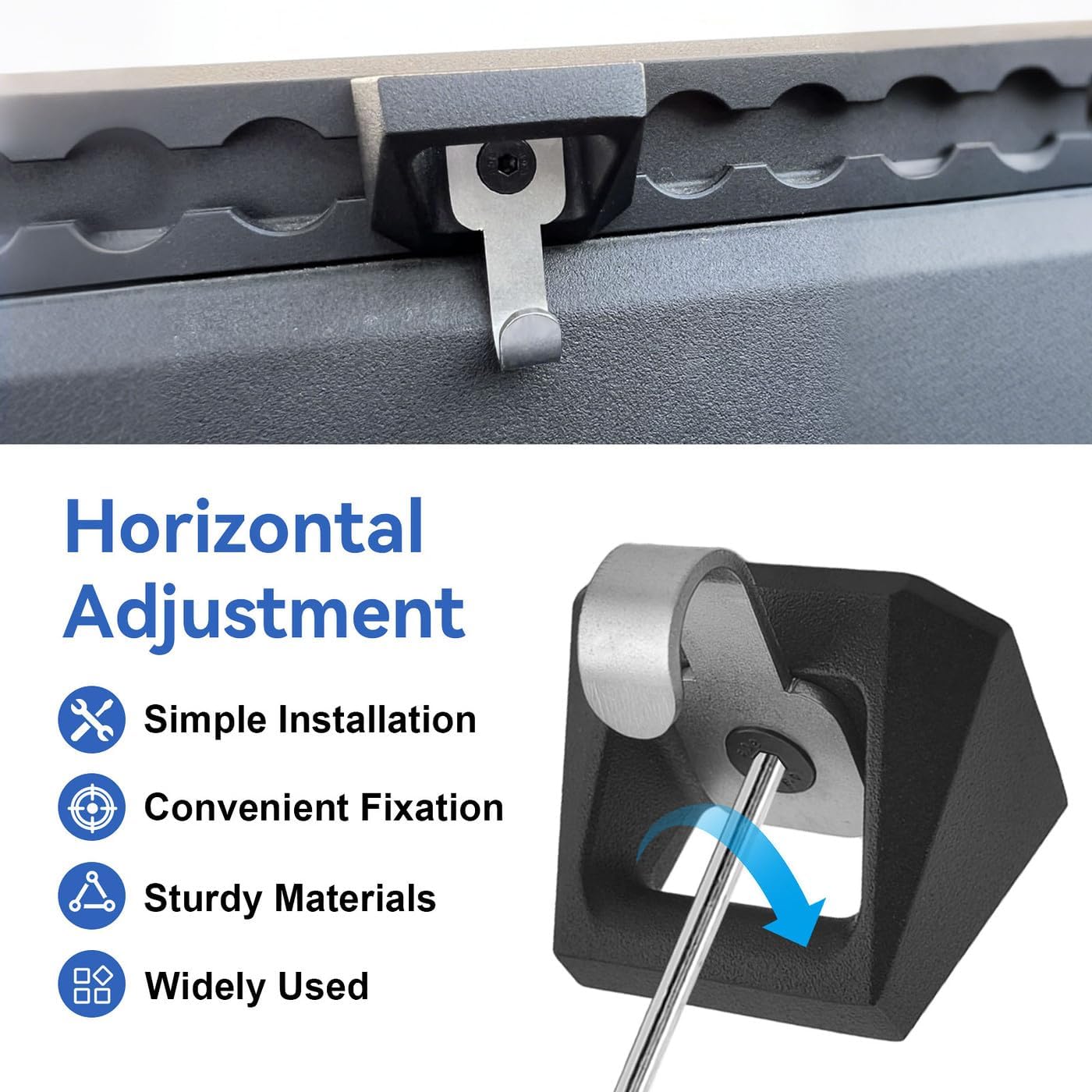 4PCS Heavy Duty Steel L Track Bed Rail Hooks Compatible with Cybertruck 2023 2024 OEM Style Tie Down Accessories for Truck Bed Upgrades with Hooks