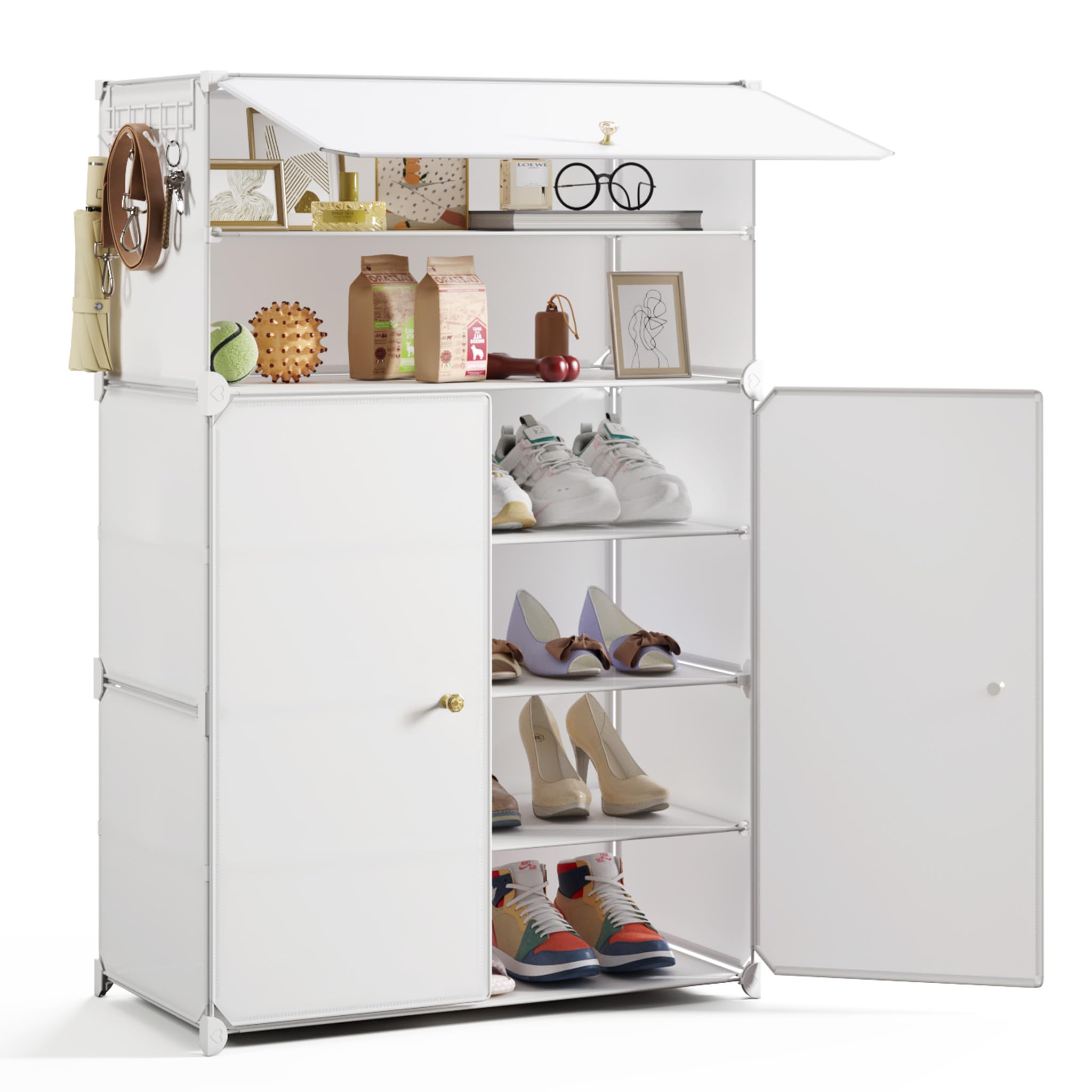 Mondeer Shoe Storage Cabinet, 6-Tier for 18 Pairs of Shoes, White