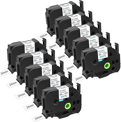 Miniatura 1 de Cruxer Cinta de etiquetas de repuesto blanca sobre negra de 0.94 pulgadas para Brother TZe-251 TZ 0.945 in 0.94 pulgadas, cinta laminada P-Touch