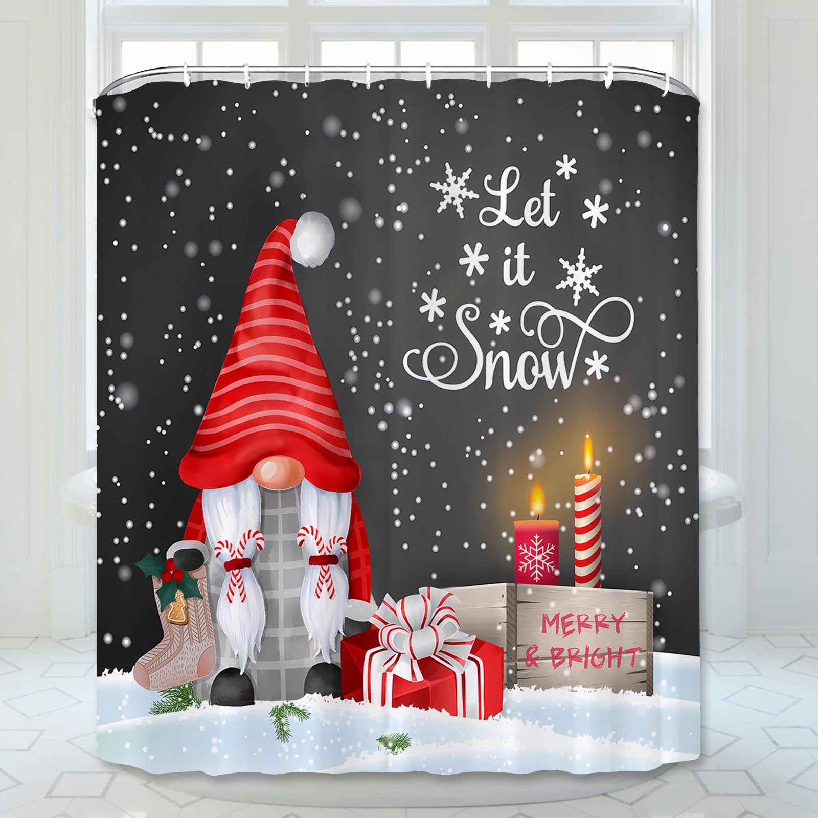 Decorazione Gnomo Natalizio con Led, Tessuto, Grigio, 19x11x34cm