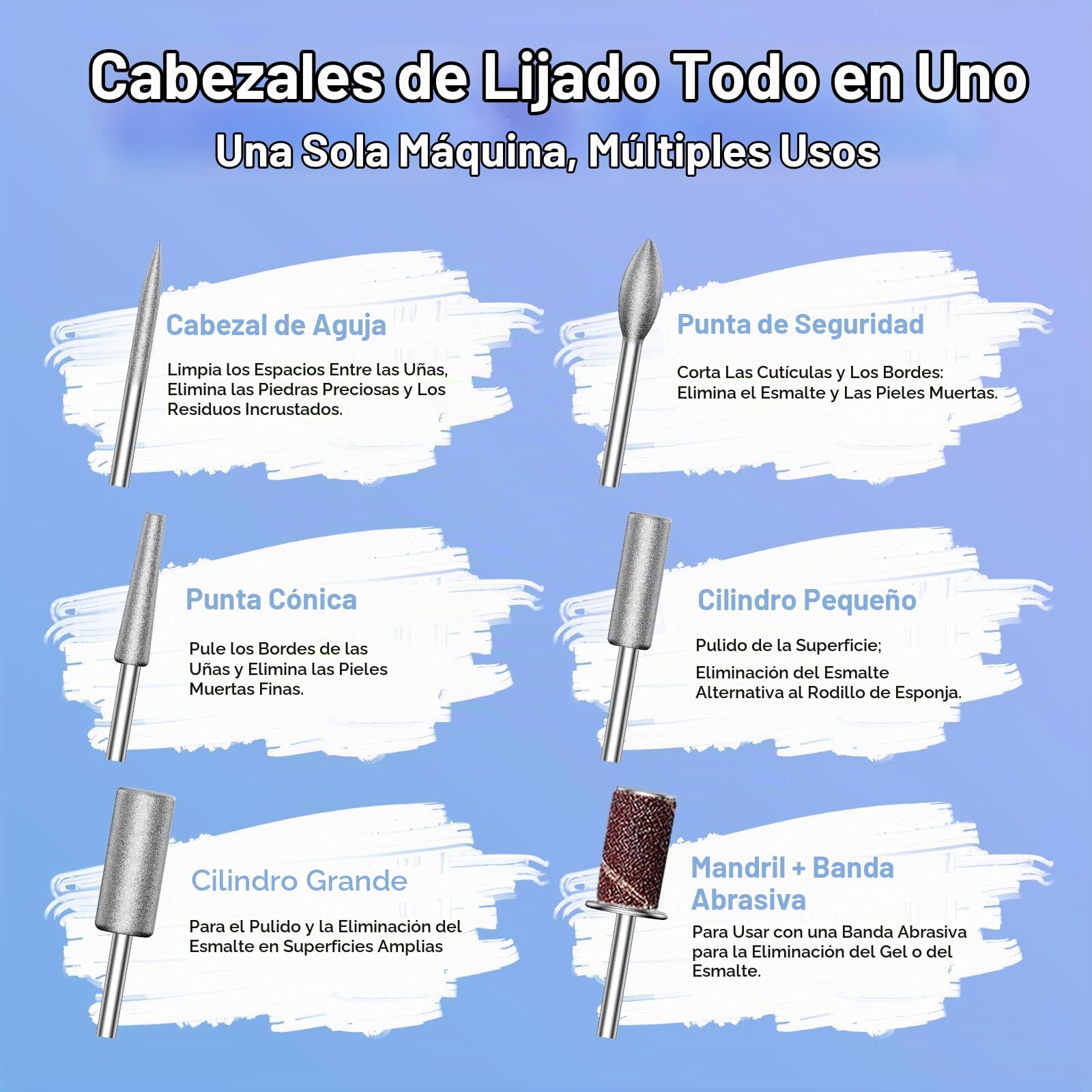COSLUS Taladro de uñas eléctrico profesional: Set de cuidado de uñas 6 en 1 para uñas de gel Uñas acrílicas 40000 rpm Ideal para salón y hogar Con función de eliminación