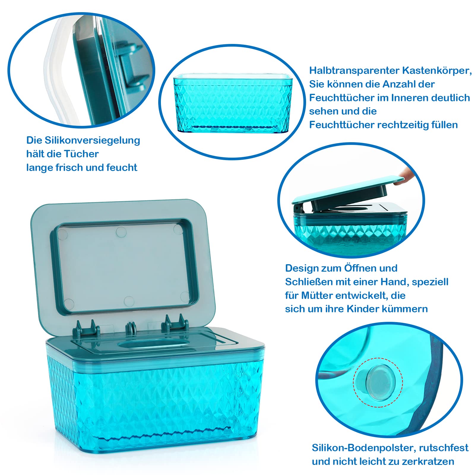 Feuchttücher Box baby Boxen für Babypflegetücher BPA Frei Toilettenpapier Box mit Deckel Tissue Aufbewahrungskoffer für Zuhause und Büro (Grün Box)