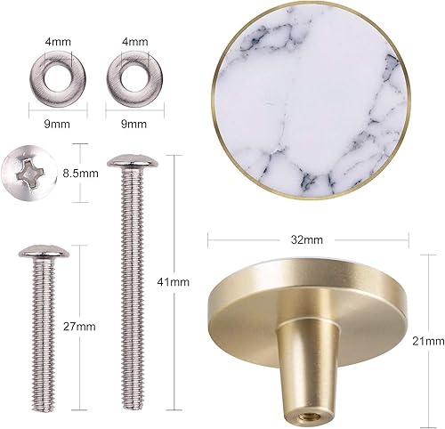 Miniatura 9 de Rockcloud Perillas redondas de piedra lapislázuli para gabinete, manija para cajón, cómoda, armario, puerta, pomo de cocina con tornillos, muebles