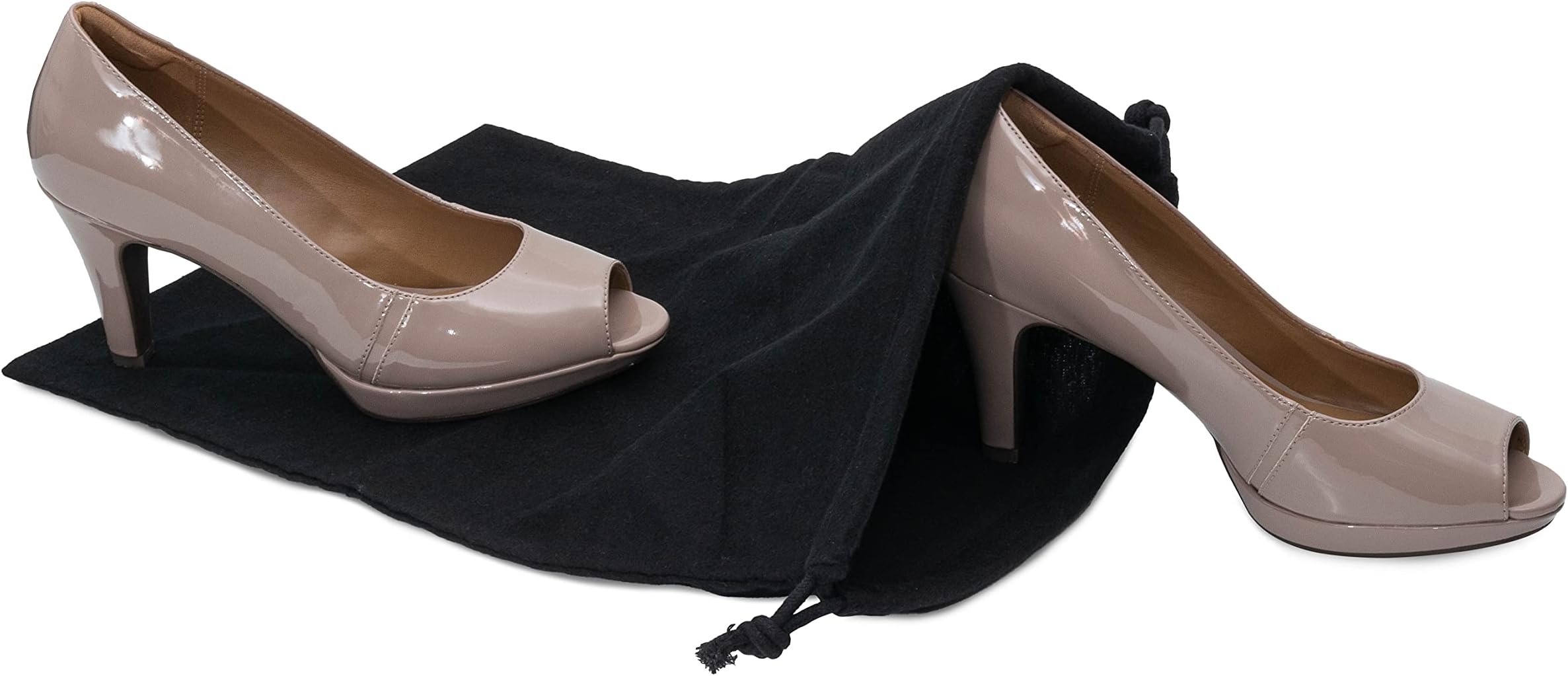 ZENPAC Flannel Shoe Bags for Travel & Storage,100% Cotton Duster Pouches w/ Drawstring Closure,Dust Proof Soft Washable Fabric,Multifunctional for Boots,Home,Packing,Black,12x17 Inch (Pack of 2)