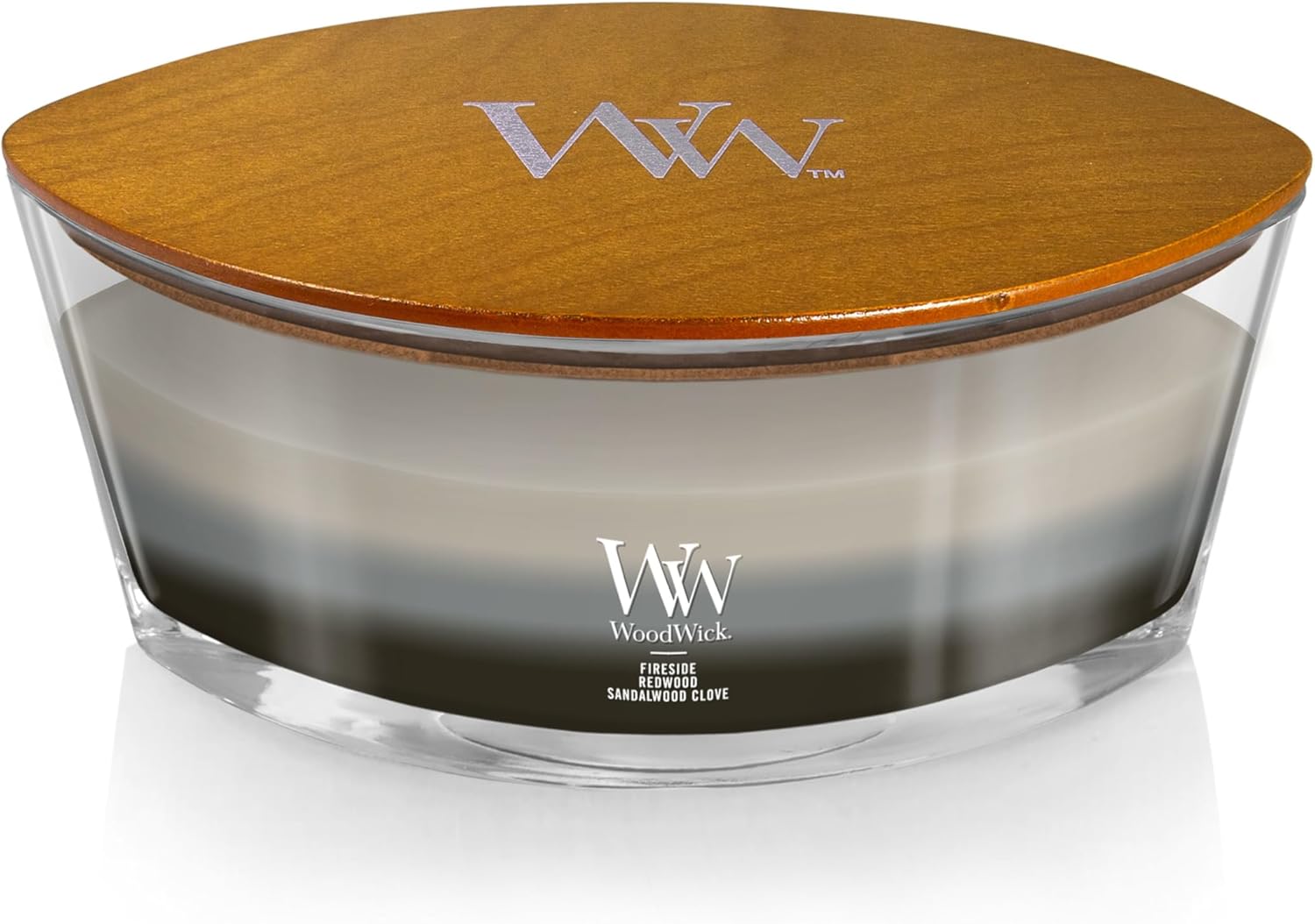 WoodWick Warm Woods Trilogy Holiday Candle Gifts for Women and Men, 16 oz Ellipse Trilogy Candle with Crackling Wick - Image 2