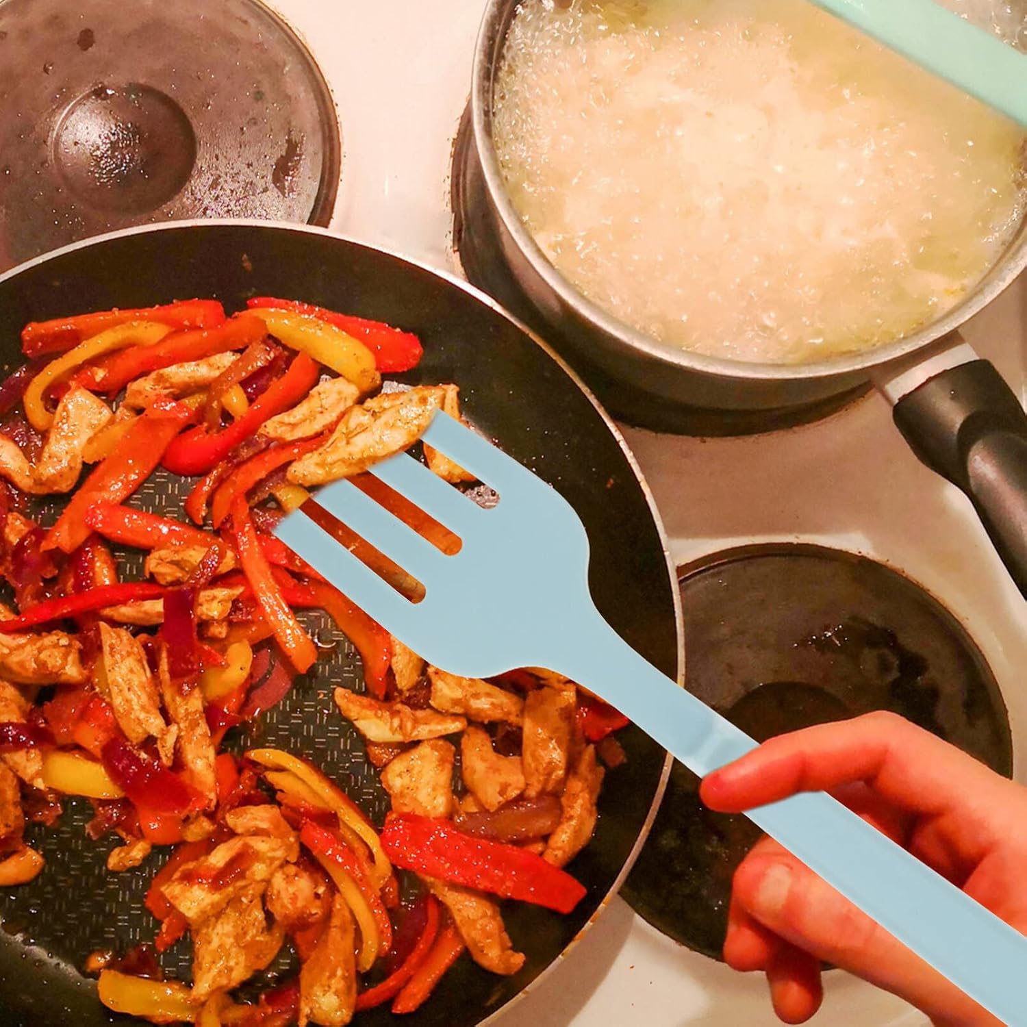 Silicone Pasta Server Fork, Reusable Ergonomic Cooking Food Fork