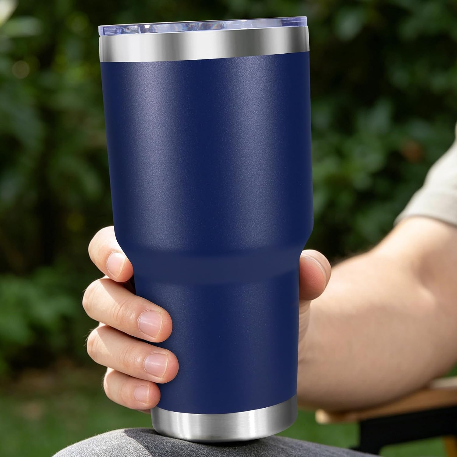 30oz Stainless Steel Tumbler Bulk with Lid, Double Wall Vacuum Insulated Powder Coated Travel Mug, Navy Blue, 12 Pack image 3