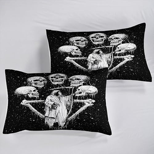 Miniatura 2 de AILONEN Juego de funda de edredón de calavera para niños, funda de edredón de calavera tamaño individual, 1 funda de edredón de 2 fundas de almohada