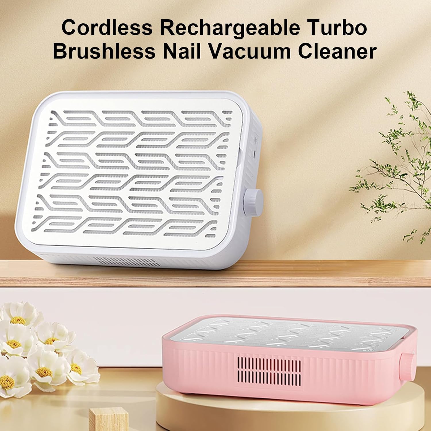Aspiradora De Uñas Silenciosa Y Ajustable: Colector De Polvo De Uñas con Turbina Sin Escobillas para Técnicos De Uñas Profesionales Y Manicuras Caseras. White