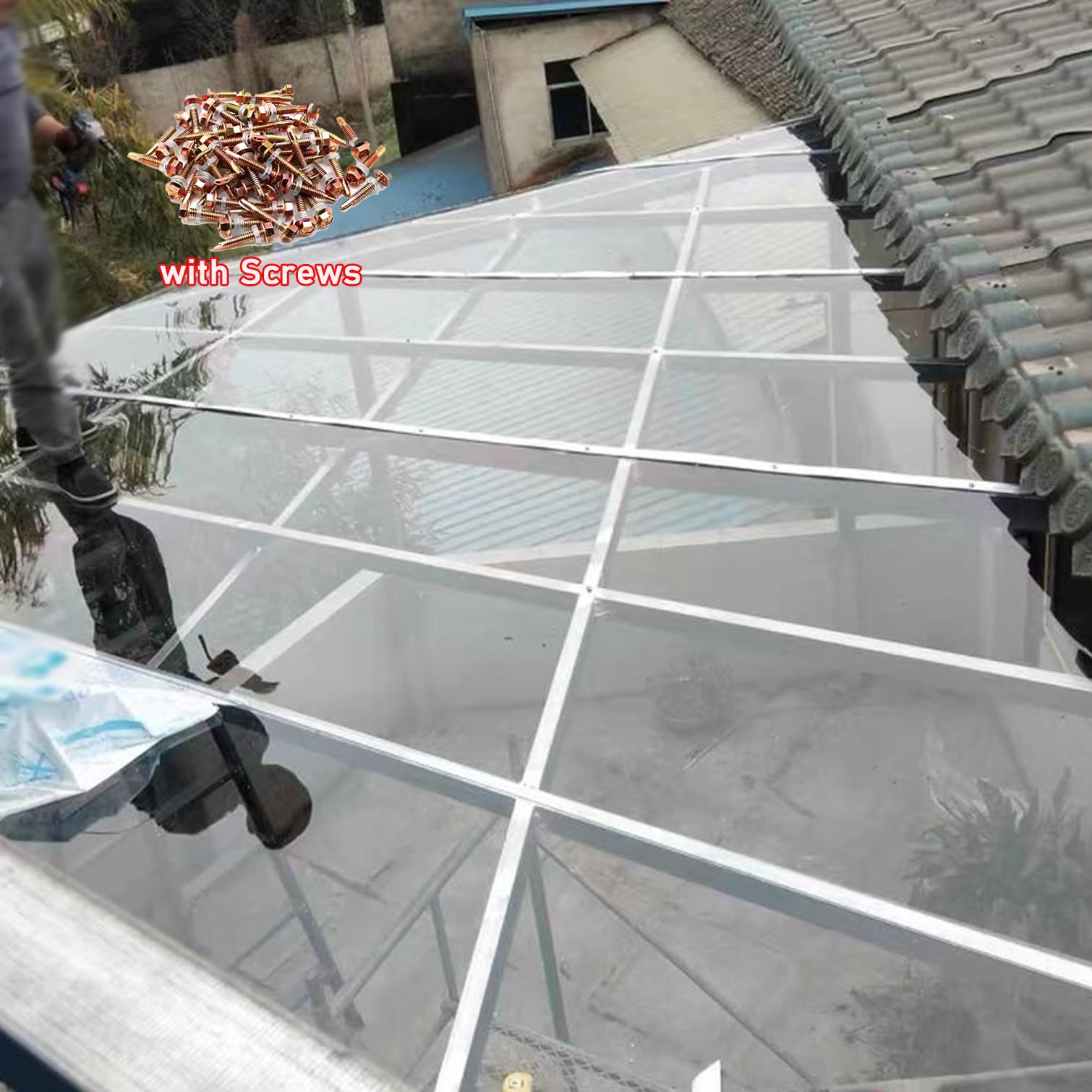 NIANXINN Plaques Pour Toiture Polycarbonate De Serre,Feuille En Verre Acrylique Claire,Plaque Isolation Transparent,Résistant Chocs,Panneau Remplacement Pour Horticulture Abri D'auto (0.6x1m