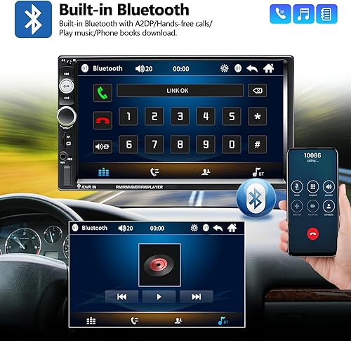Miniatura 10 de Estéreo de coche doble DIN con Apple Carplay y Android Auto, pantalla táctil de 7 pulgadas, 1080P, reproductor multimedia de radio de coche con