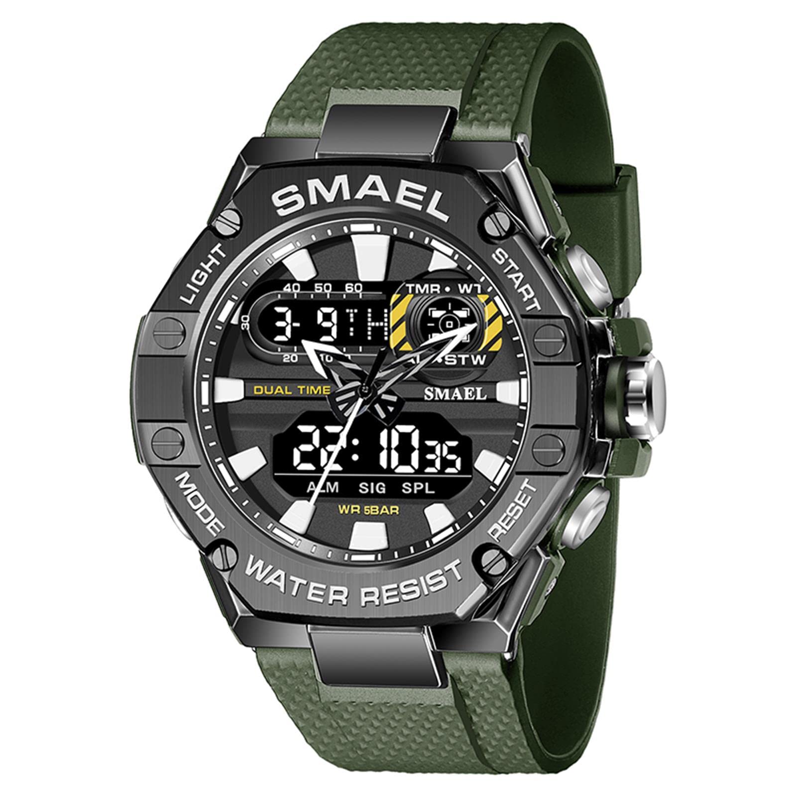 Montre Homme Digitale Outdoor Sport Grand Cadran Militaire Multifonction Étanche Montre LED Lumière Alarme Calendrier Date Montre