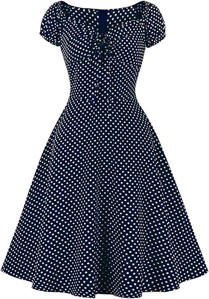 Vestido de cóctel vintage de lunares de la década de 1950 retro rockabilly  vestidos de fiesta de noche boda baile vestido delantero : Ropa, Zapatos y  Joyería - Amazon.com