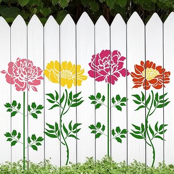 Large Flower Stencils for Painting Peony Stencil for Wood Fence