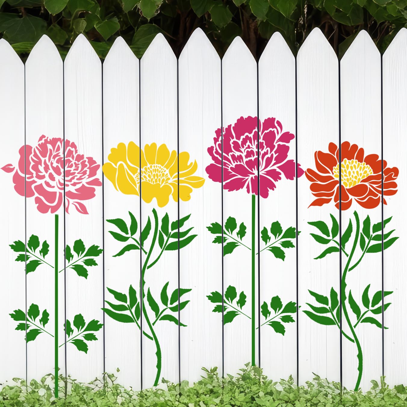 Large Flower Stencils for Wood Fence Flower Stencil for Painting 14” Peony Stencils for Walls Furniture Fabrics