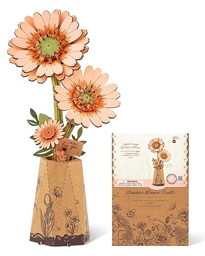 3D Flower Wooden Puzzles for Adults-Gerbera Daisy, DIY Wooden Flowers