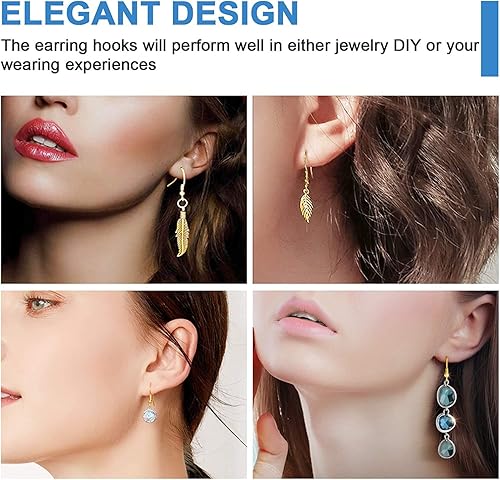 Miniatura 10 de Ganchos para aretes de plata de ley 925, kit de 750 ganchos para aretes, 250 piezas125 pares de ganchos hipoalergénicos dorados y plateados con 250