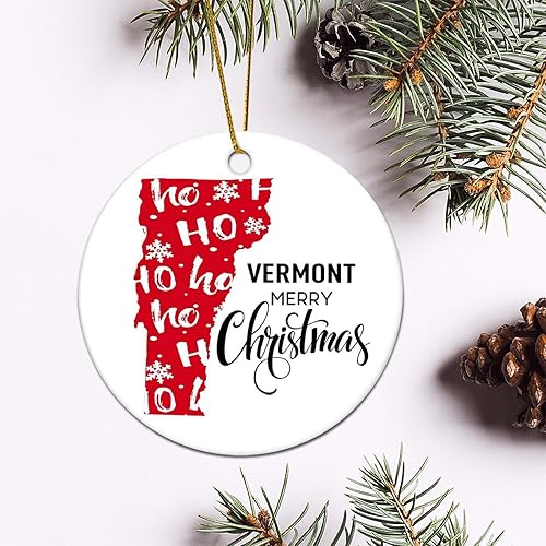 Miniatura 8 de Evans1nism Vermont State Christmas Round Ornament Hometown Ceramic Keepsake State Love Winter Holiday 3.2 Inch Double-Sided Printing New Home Gifts