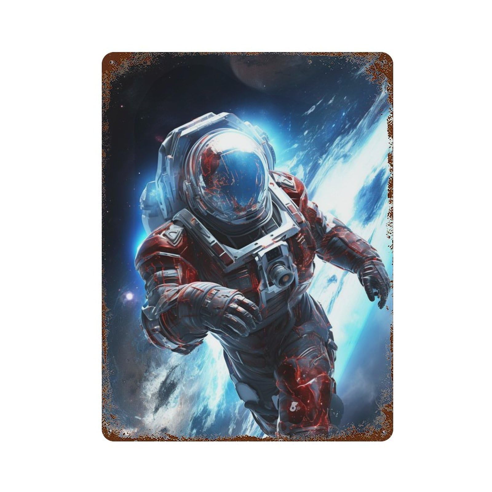 Retro Metal Sign with Astronomy in Space Design 15.7"x11.8", for Living Room, Hallway And Home Decor, Farmhouse Wall Decor