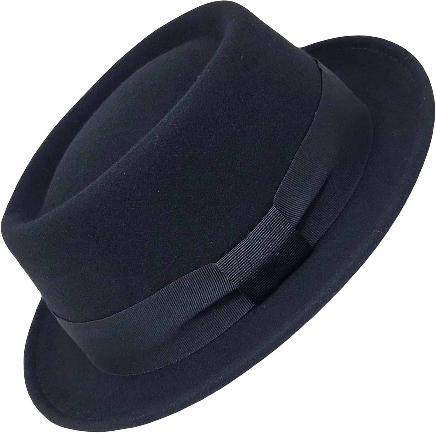 SHAHIN Pork Pie Hat for Men and Women, 100% Crushable Wool Felt Fedora, Boater Style with Flat Top