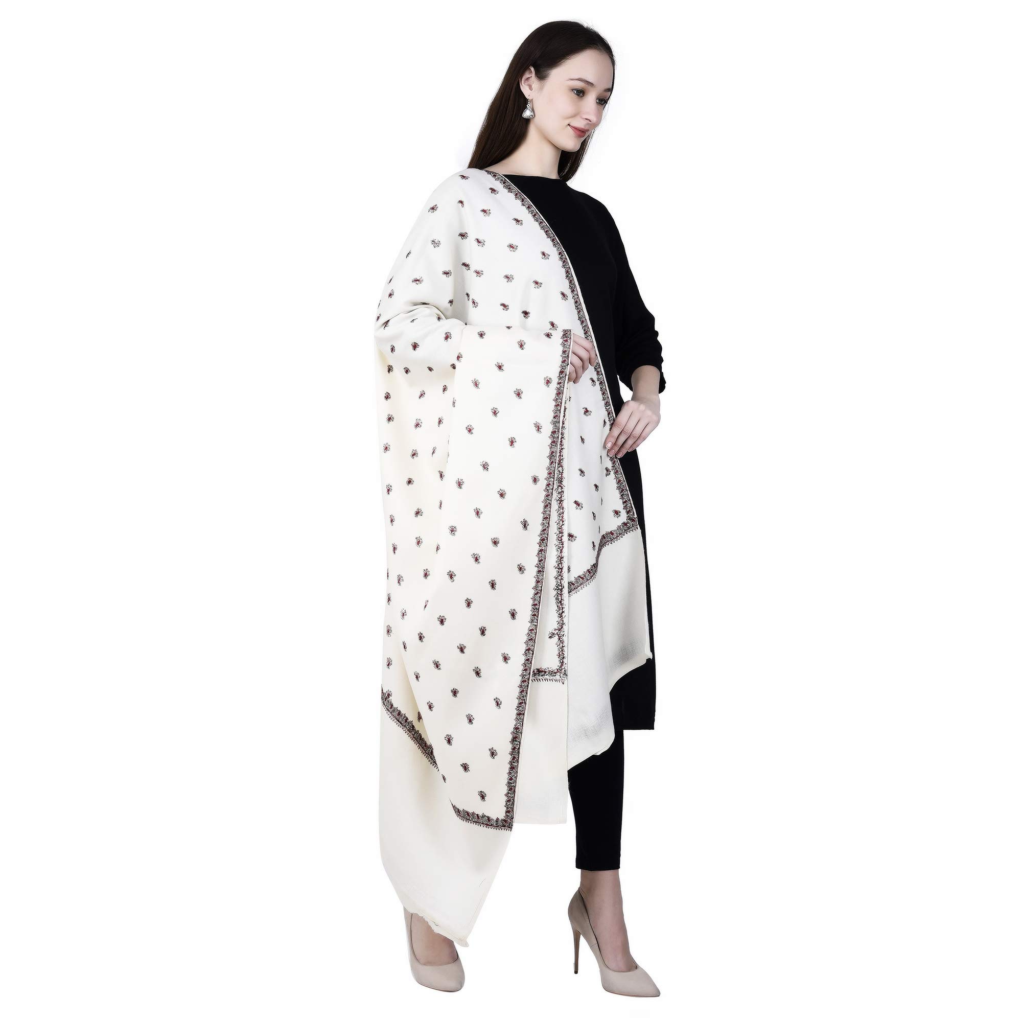 swi with label Women's Kashmiri Hand Embroidered Pure Wool Shawl-picture-51