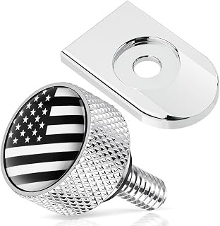 Amazicha Stainless Steel Seat Bolt American Flag Tab Screw Mount Knob Cover Compatible for Harley Davidson Sportster Softail Touring Dyna 1996-2026 Chrome