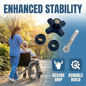Rollator Walker Replacement Knobs, M6 Screws, 2 Set | Fits Most Walkers & Rollators, Arm Adjustment Knobs With Washers, Easy Install, for Seniors