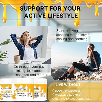 Natural Bee Venom Joint & Muscle & Bone Release Oniment - Easy to Use - Homeopathic Remedy - Fast Acting Soothing Effective for Back, Neck, Hand, Foot, Knee, Muscle, Shoulder, Hip, Nerve