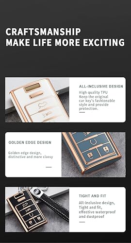 Miniatura 4 de ontto Llavero de 5 botones para Cadillac 2008-2014, funda de TPU para llaves de automóvil, protección completa, suave y duradera, cubierta de llave
