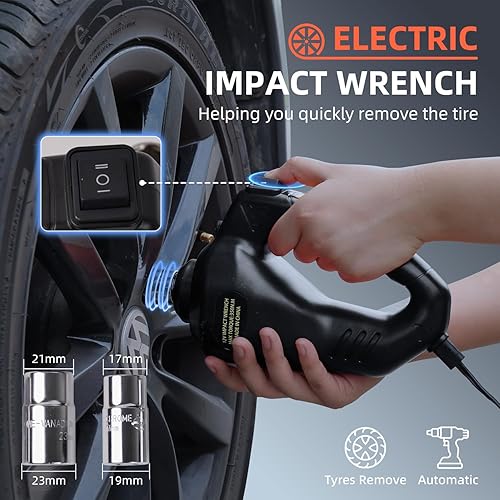 Miniatura 5 de FEANISIFEI Kit hidráulico de gato eléctrico de 5 toneladas y 12 V con llave de impacto, inflador integrado, luz LED, puerta de piso portátil para