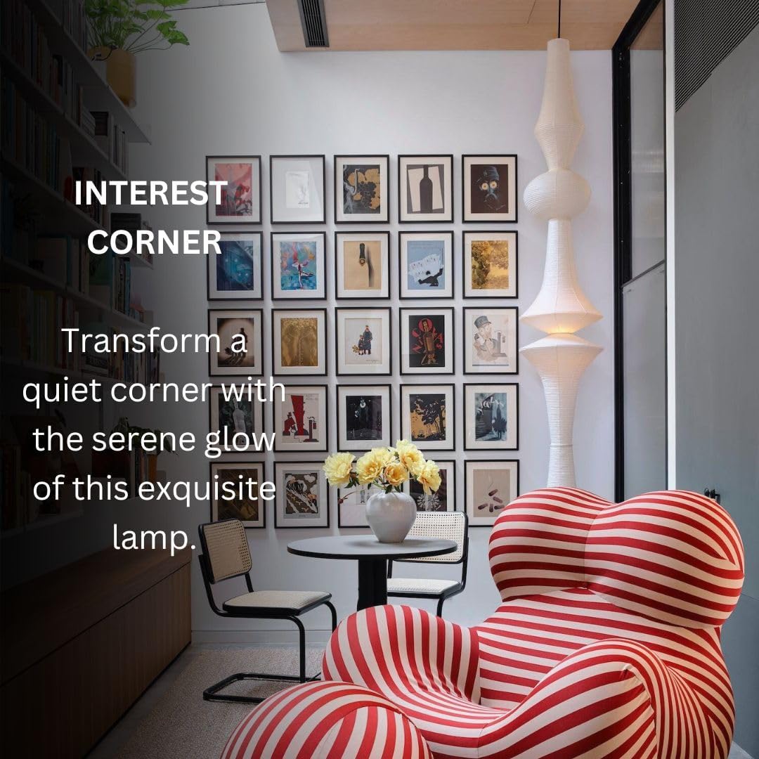 Nogy Large Paper Lantern Pendant Light Fixture - Off White Rice Paper Lamp - Long Pendant - Perfect for Home Decor, Easy Installation (Plug-in)