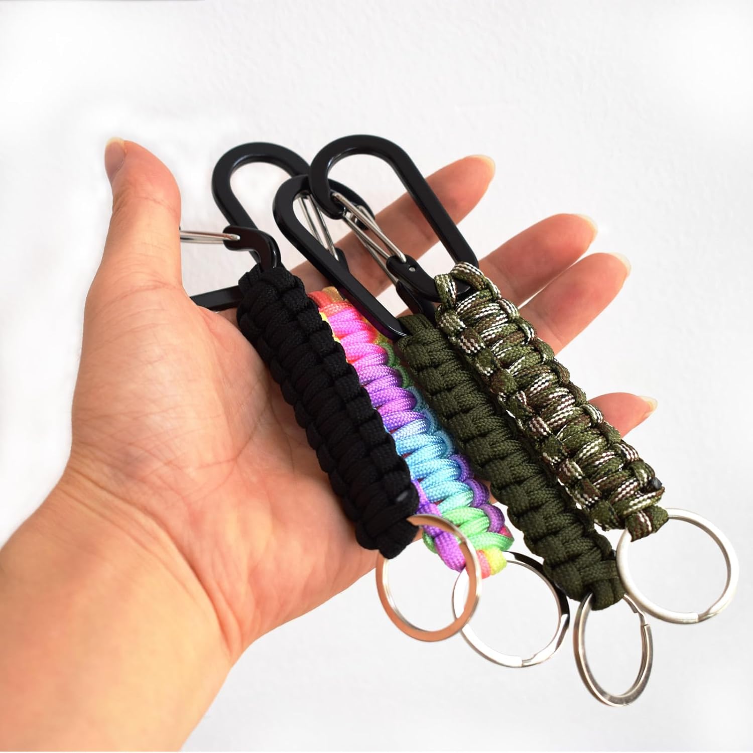 Paracord Keychain with Carabiner, Braided Lanyard, 4 Pack, for Water Bottle, Keys, Backpacks, Camping, Hiking, Outdoor Gear image 5