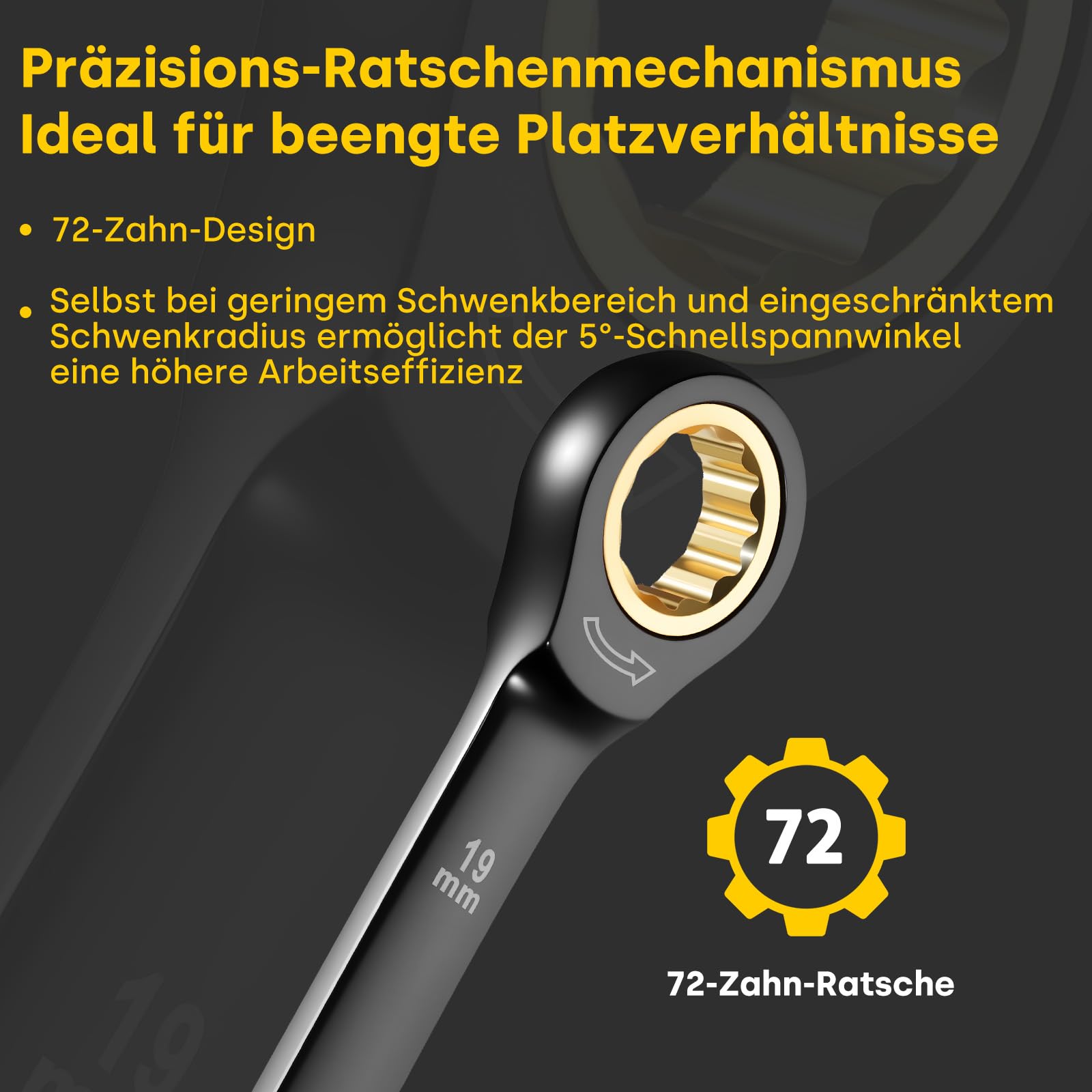 Enventor 14-Tlg Ratschenschlüssel Set mit Tragekoffer, Metrisch, 6–19 mm