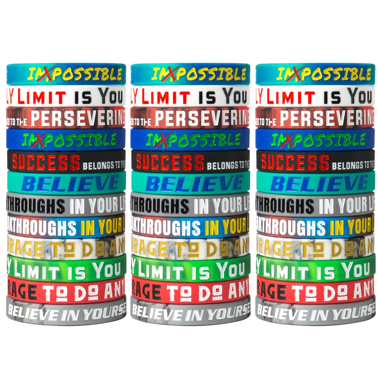 LOVE WINS Rainbow Silicone Wristbands - 2 Pack Inspirational Motivational Bracelets